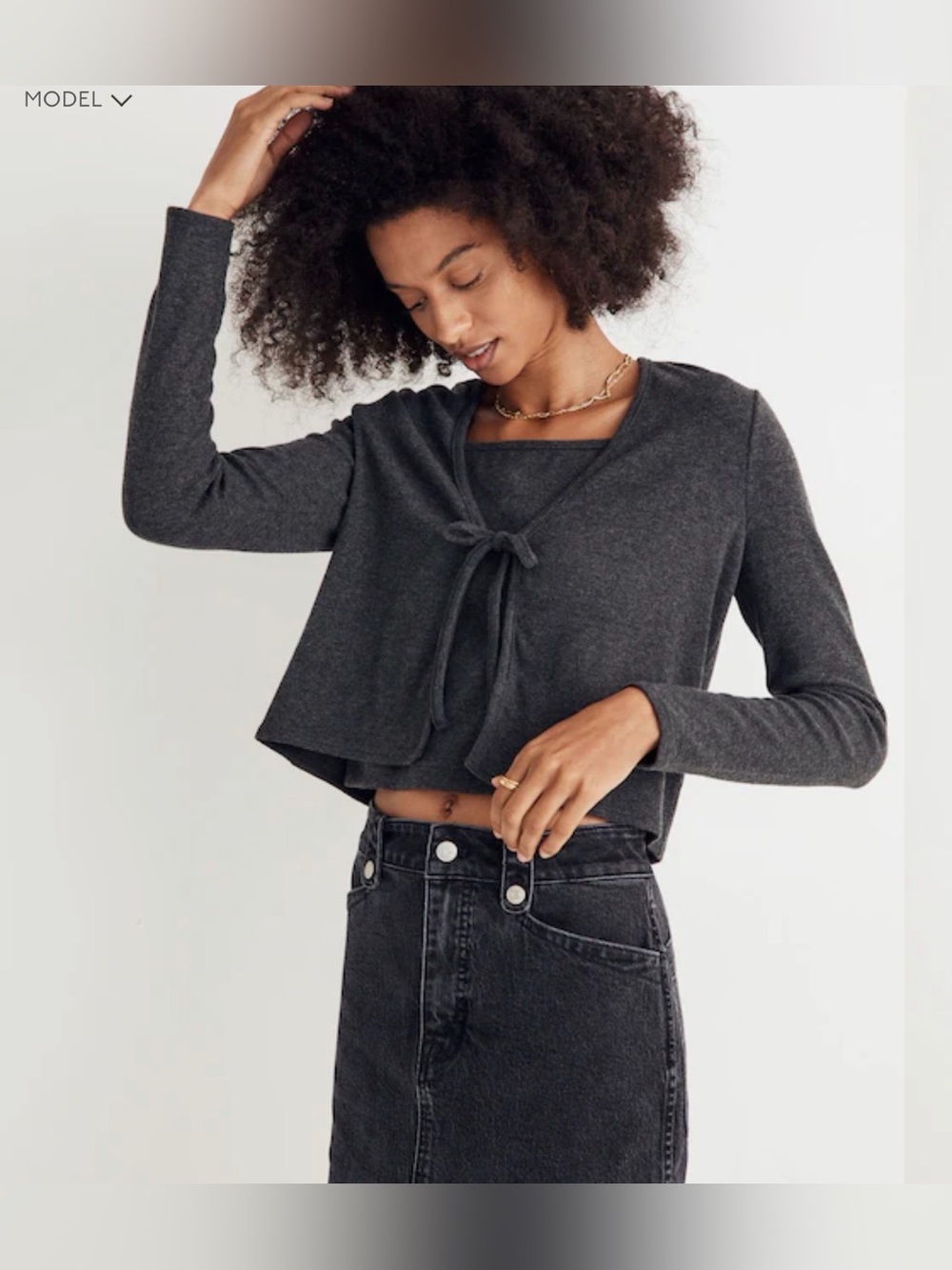 Madewell Brushed Rib Tie-Front Cardigan and matching cami- size medium